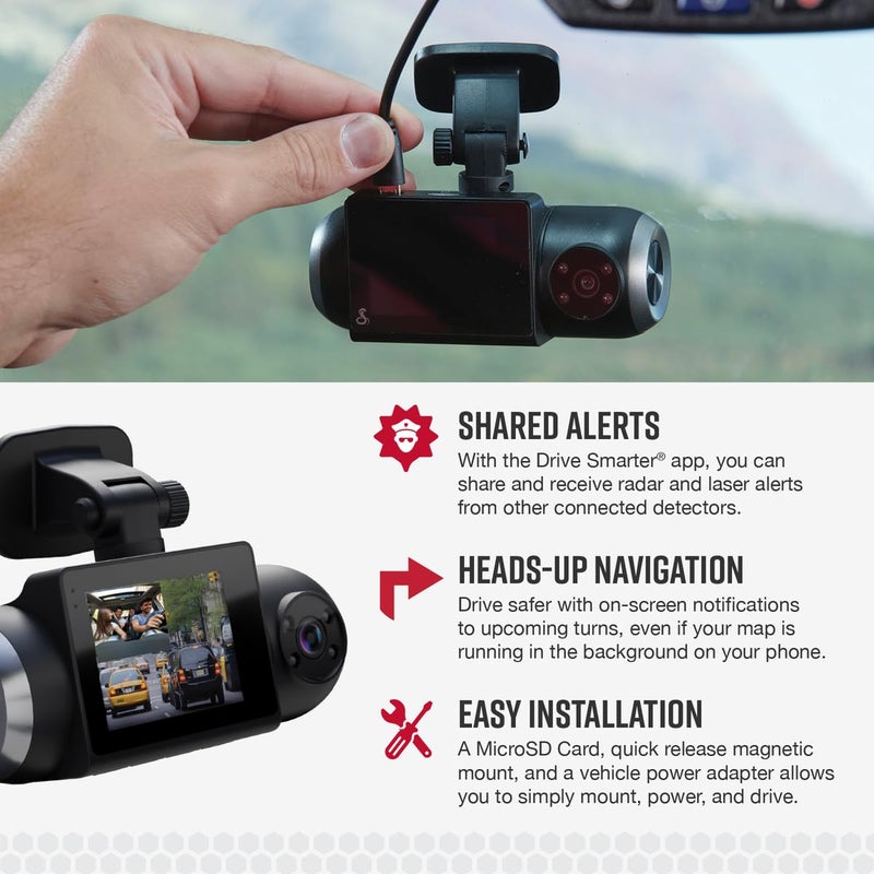 Cobra Smart Dash Cam with Interior Cam (SC 201) - Full HD 1080P Resolution, Built-in WiFi & GPS, Live Police Alerts, Incident Reports, Emergency Mayday, Drive Smarter App, 16GB SD Card Incl. - Image 4