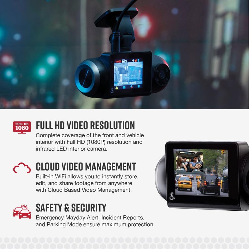 Cobra Smart Dash Cam with Interior Cam (SC 201) - Full HD 1080P Resolution, Built-in WiFi & GPS, Live Police Alerts, Incident Reports, Emergency Mayday, Drive Smarter App, 16GB SD Card Incl. - Image 3