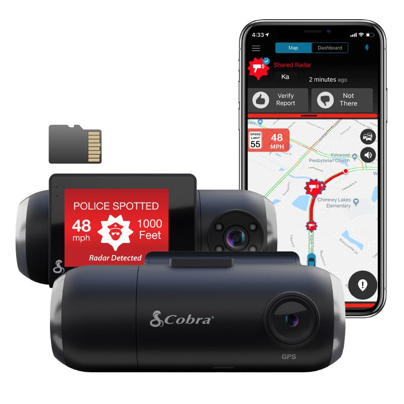 Cobra Smart Dash Cam with Interior Cam (SC 201) - Full HD 1080P Resolution, Built-in WiFi & GPS, Live Police Alerts, Incident Reports, Emergency Mayday, Drive Smarter App, 16GB SD Card Incl. - Image 1