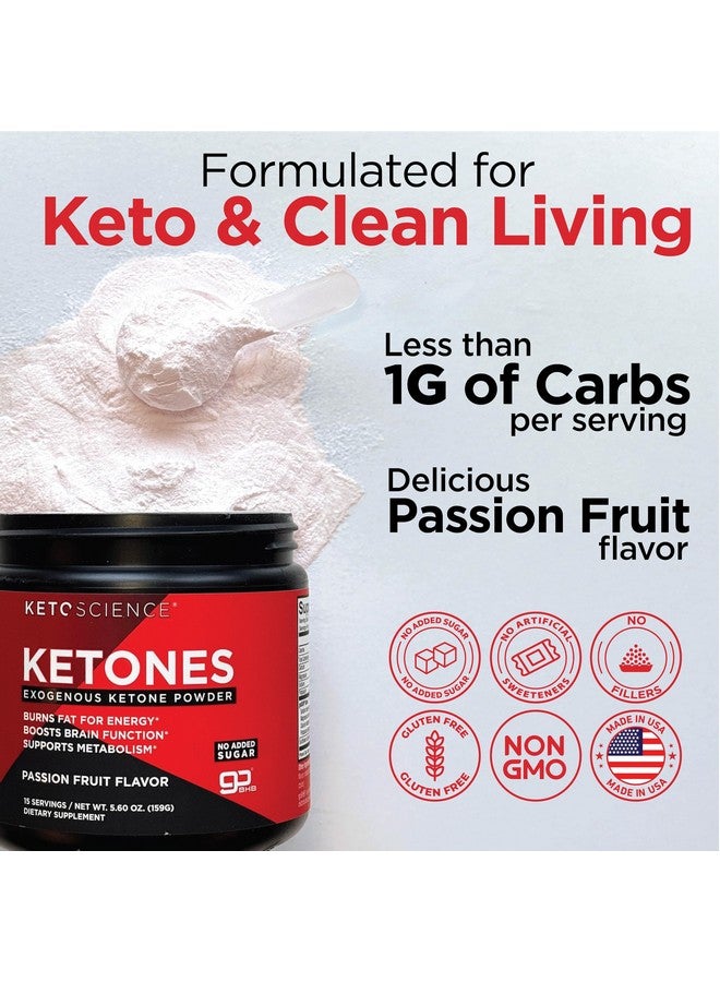 Keto Science مسحوق كيتون من كيتو ساينس، مسحوق كيتون خارجي، مع goBHB، مسحوق إلكتروليتات كيتو، يدعم الأيض، التركيز ودعم التمارين، بنكهة فاكهة العاطفة، 15 حصة - Image 5