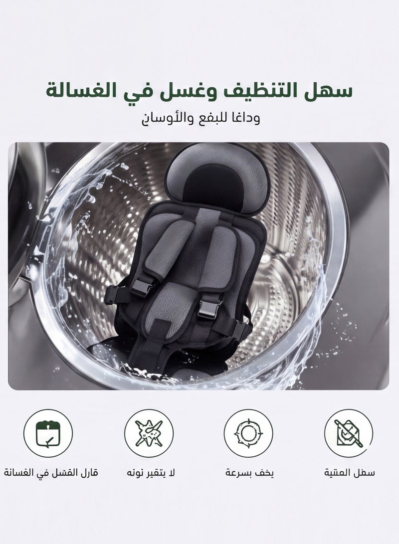 الحلم وسادة مقعد عربة أطفال مزودة بحزام أمان، وسادة قطنية قابلة للتعديل لمقاعد الأطفال الصغار في مقاعد السيارة والكراسي المرتفعة وعربات الأطفال، ومقعد رفع قابل للطي للسفر للأطفال من عمر 0 إلى 8 سنوات (أسود) - Image 4