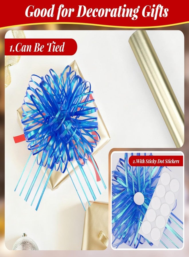EUSOAR Pull Bow, 6pcs 6" Blue Organza Present Large Bows for Gift Wrapping, Baskets Flower Bouquets Box Gift Wrap Bows for Wedding Christmas Birthday Party Favors Valentine's Day Anniversary - Image 3
