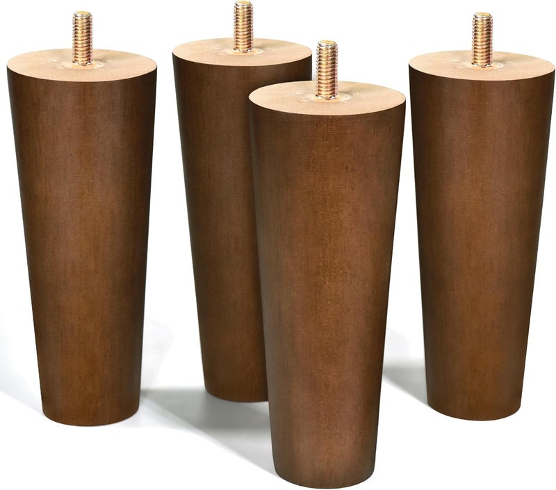 AORYVIC Furniture Legs Wood Sofa Legs Walnut Color Couch Replacement Legs for Cabinet Vanity Couch Chair Dresser Pack of 4 (6 inch) - Image 1