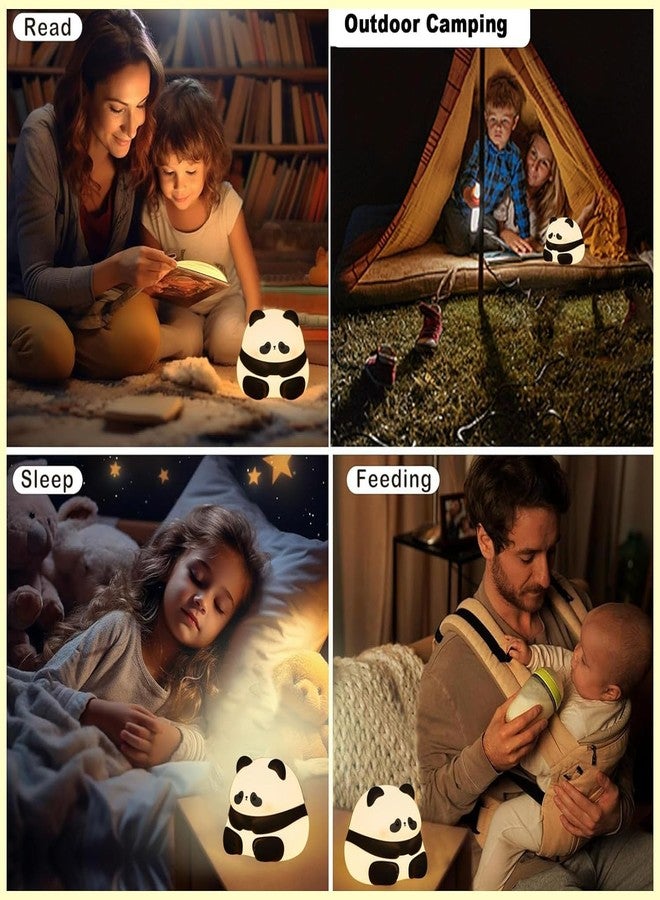 بلس بوينت مصباح LED على شكل باندا لطيف من PLUSPOINT للأطفال، مصباح قابل لإعادة الشحن عبر منفذ USB، مصباح إسفنجي لتزيين غرفة النوم، هدية سيليكون كاواي للأطفال، مصباح ليلي متغير الألوان لعيد ميلاد الطفل (باندا). - Image 3