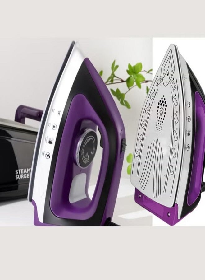 TOBI مكواة بخار TOBI SteamPro Surge+ 2400W الاحترافية مع خزان ماء قابل للفصل – تسخين سريع، مضادة للتنقيط، قاعدة سيراميك، بنفسجي/أسود - Image 4