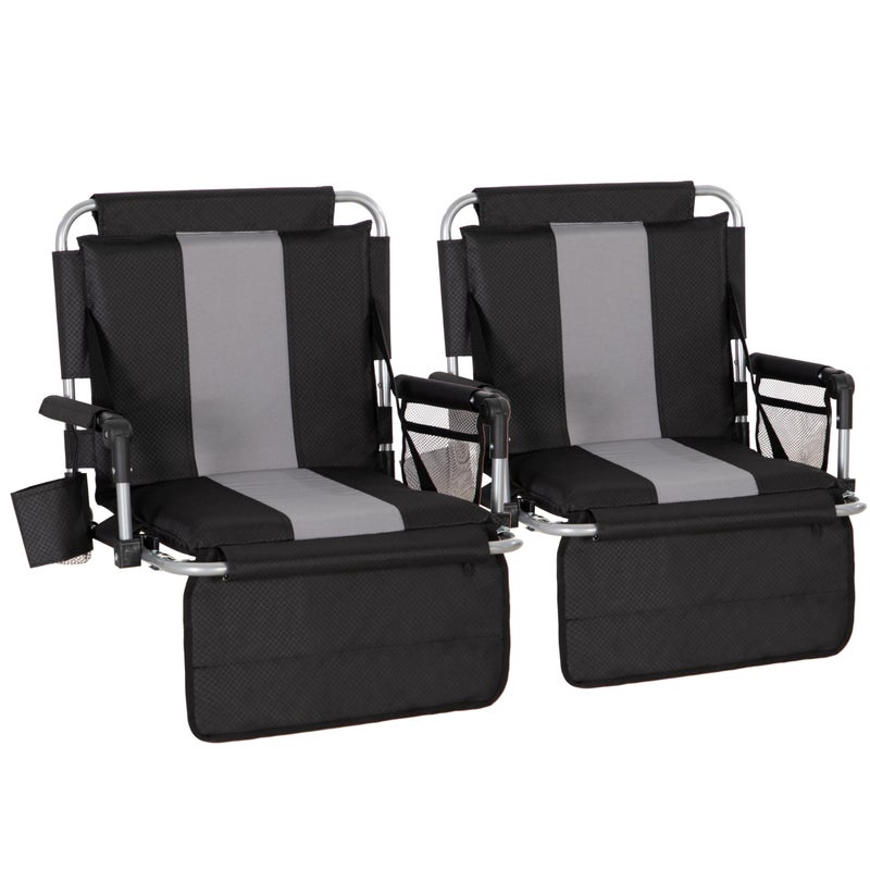 LET'S CAMP 2 Pack Folding Stadium Seats, Portable Bleacher Chairs with Comfortable Cushions, Cup Holder and Mesh Bag, Perfect for Sports Games and Outdoor Activities - Image 1