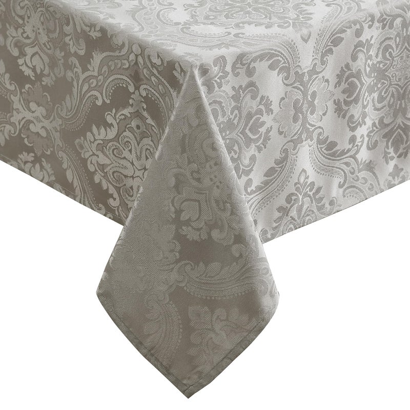 Elrene Home Fashions Caiden Elegance Damask Waterproof Stain Wrinkle Resistant Fabric Tablecloth 60 x 84 OblongRectangle Silver - Image 2