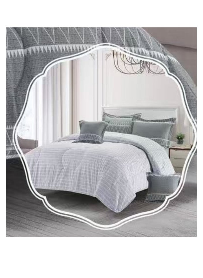 Blue Sky 100% Microfiber Double Bedspread, Geometric Design Bed Cover, Reversible, 4-Piece Set, 230X170cm  - Image 2