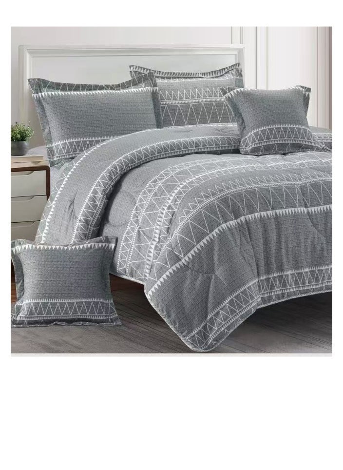 Blue Sky 100% Microfiber Double Bedspread, Geometric Design Bed Cover, Reversible, 4-Piece Set, 230X170cm  - Image 3