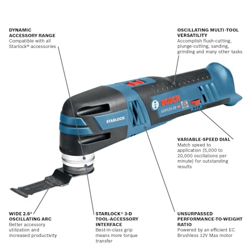 Bosch GOP12V-28N 12V Max EC Brushless Starlock® Oscillating Multi-Tool (Bare Tool) - Image 2