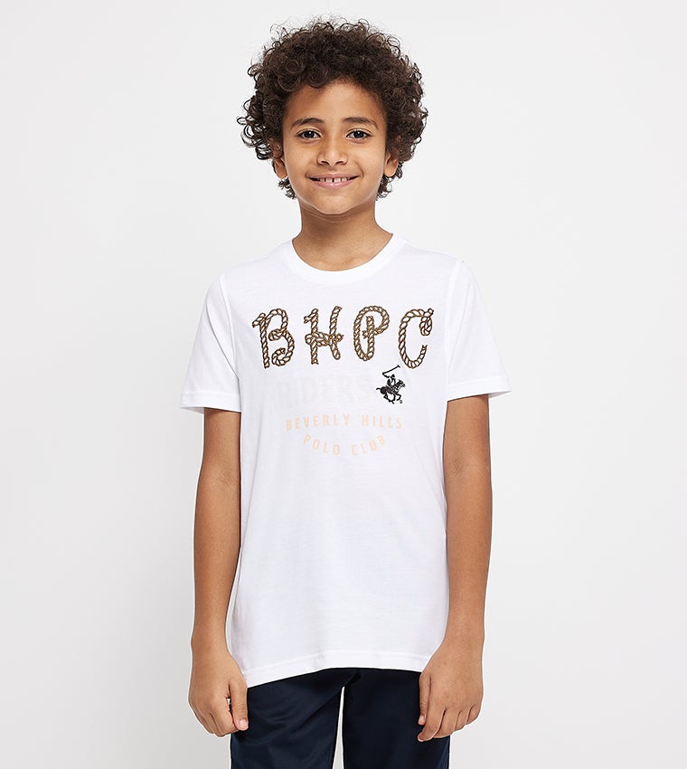 BEVERLY HILLS POLO CLUB Logo Embroidered Crew Neck T-Shirt