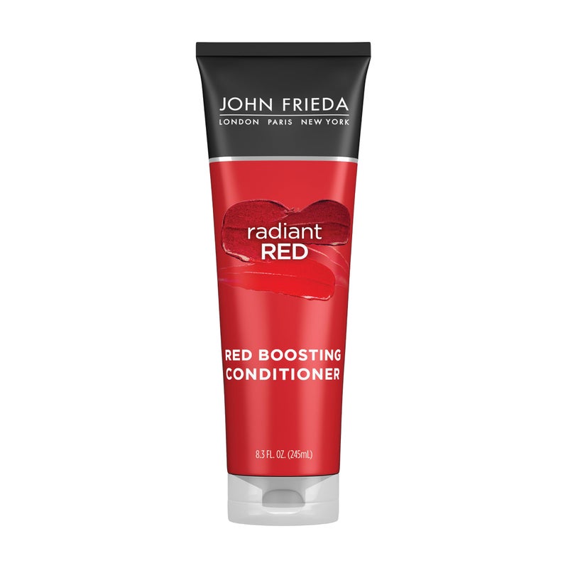 John Frieda جون فريدا ريدينت ريد، بلسم تعزيز اللون، يرطب ويعزز درجات اللون الأحمر مع مستخلص الرمان وفيتامين E للشعر الطبيعي أو المعالج بالألوان، 8.3 أونصة - Image 1