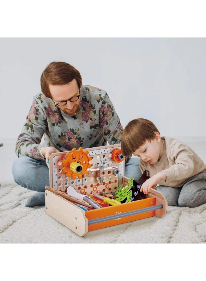 Hape Science Experiment Toolbox | Colorful Wooden 32 Experiment Kit, Fun Educational Science Kids Toy Set And Know-How Instruction App 30cm