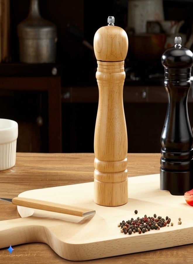 بنايد مطحنة فلفل خشبية - مطحنة فلفل قابلة للتعديل، مطحنة توابل ممتازة للمطبخ، علبة ملح وفلفل، 7 بوصات - Image 2