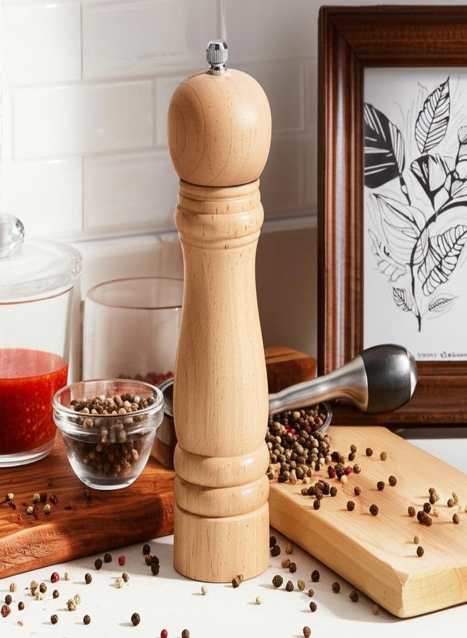 بنايد مطحنة فلفل خشبية - مطحنة فلفل قابلة للتعديل، مطحنة توابل ممتازة للمطبخ، علبة ملح وفلفل، 7 بوصات - Image 3