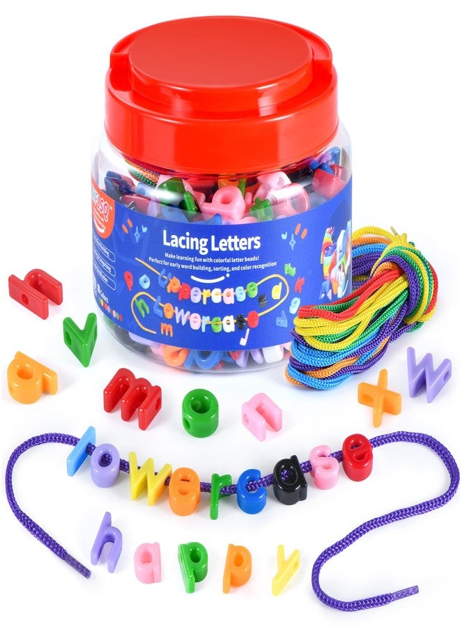 ZYFLSQ 278 Pcs Lacing Letters Beads, 10 Color Alphabet Letter Beads Learning Toys with 18 Laces, Lowercase ABC Bead Letters Toys for Kids Ages 3+, Home Manipulatives for Preschoolers, Back to School Supplies - Image 1