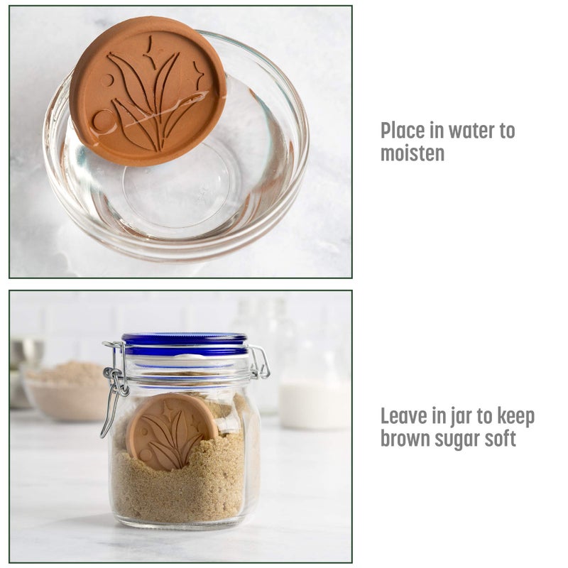 Goodful Brown Sugar Saver and Softener Disc with Elegant Leaf Design, Multiple Uses for Food Storage Containers, Reusable and Food Safe, Terracotta, 2 Pack - Image 2