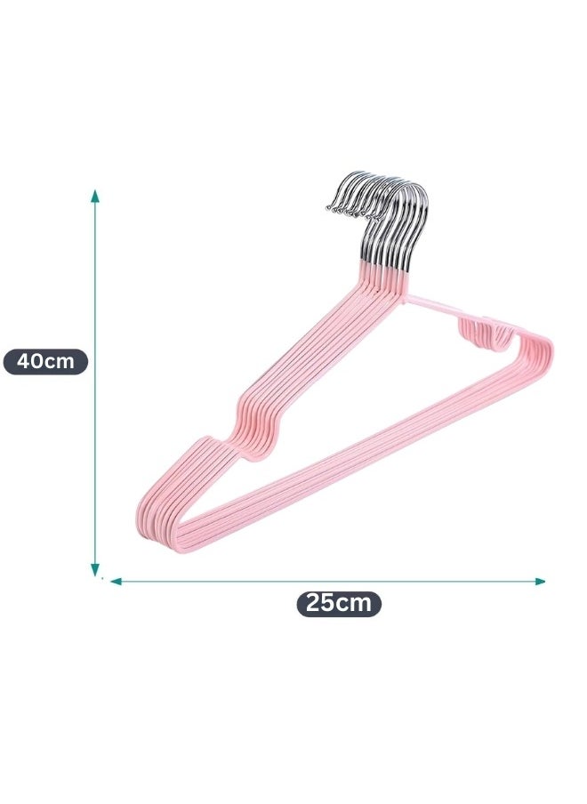 FALMER 20 Pieces Stainless Steel Silicone Coated Clothes Hangers, Durable Non-Slip Rust-Resistant Clothes Hangers for Shirts, Dresses, Blouses, Coats, Jackets (Pink)  - Image 3