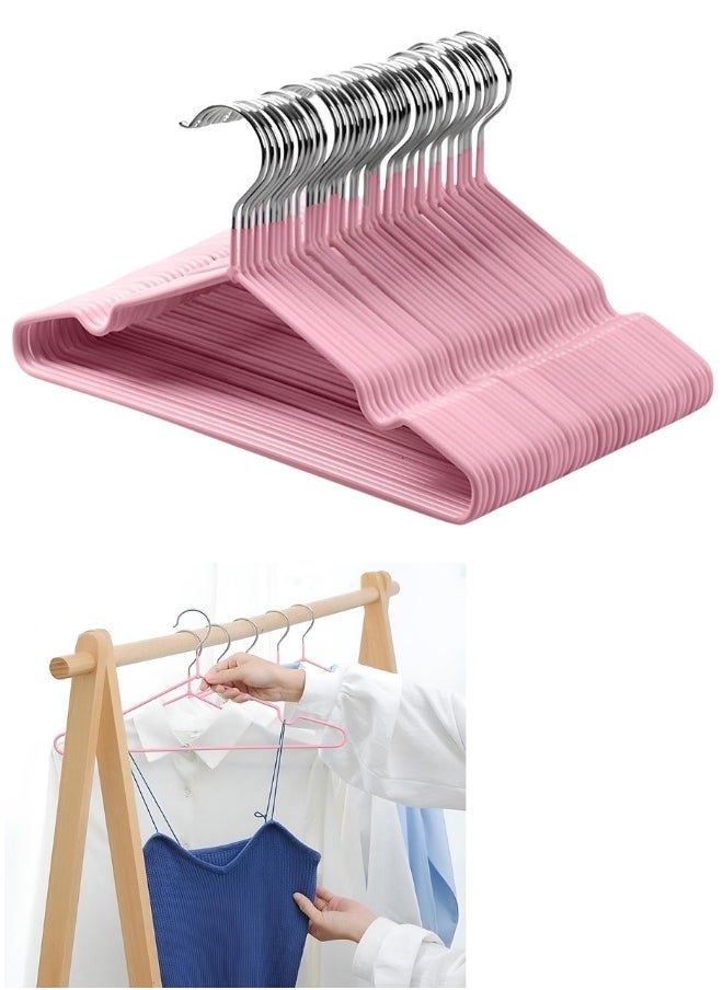 FALMER 20 Pieces Stainless Steel Silicone Coated Clothes Hangers, Durable Non-Slip Rust-Resistant Clothes Hangers for Shirts, Dresses, Blouses, Coats, Jackets (Pink)  - Image 1