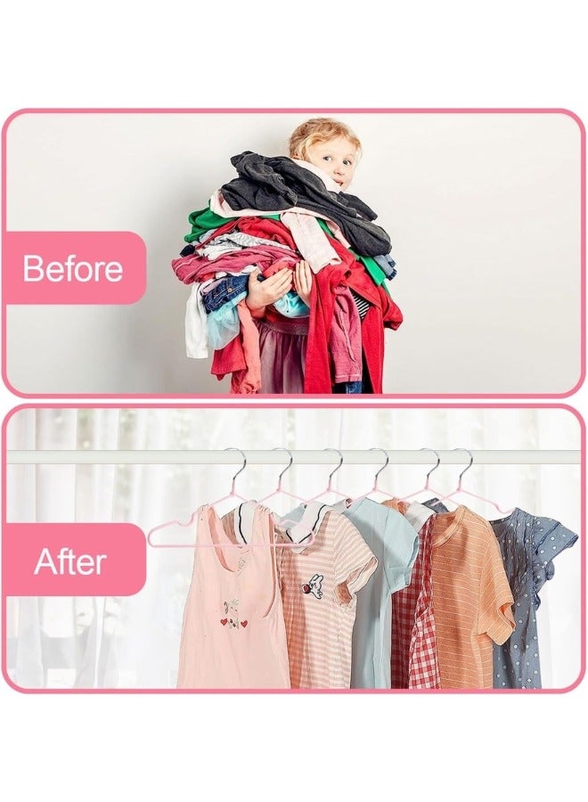 20 Pieces Stainless Steel Silicone Coated Clothes Hangers, Durable Non-Slip Rust-Resistant Clothes Hangers for Shirts, Dresses, Blouses, Coats, Jackets (Pink)