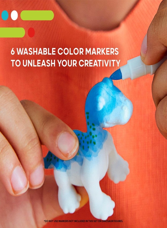Discovery™ Dinosaur Crafts Painting Kit, Dinosaur Designer Rinse & Recolor Art Set - Dino Arts & Crafts for Kids Includes 4 Dinos, 1 Egg Shower & 6 Washable Markers, 11-Piece Color & Wash Activity - Image 4