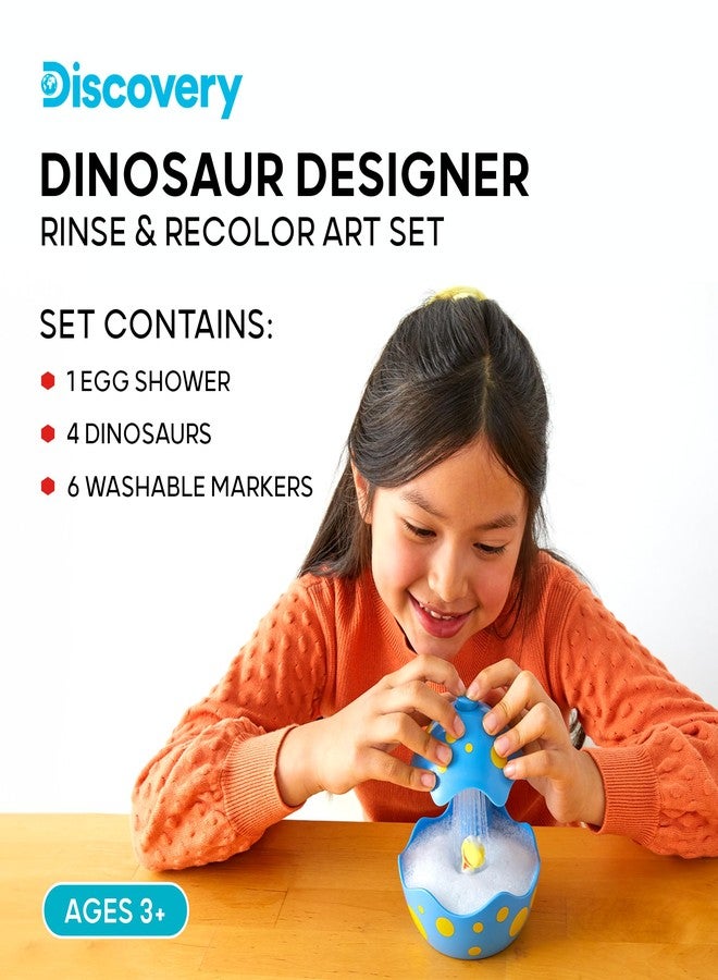 Discovery™ Dinosaur Crafts Painting Kit, Dinosaur Designer Rinse & Recolor Art Set - Dino Arts & Crafts for Kids Includes 4 Dinos, 1 Egg Shower & 6 Washable Markers, 11-Piece Color & Wash Activity - Image 2