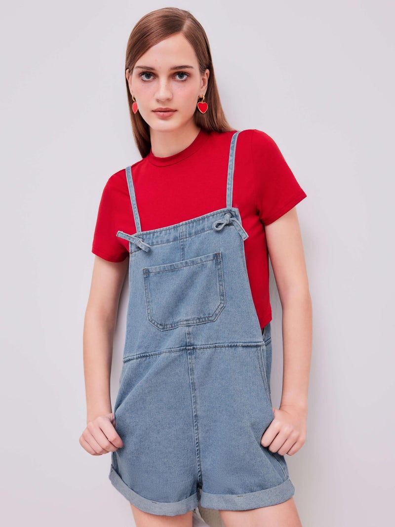 CIDER Overall Shorts For Women Jean Denim Rompers Adjustable Strap Loose Fit Overalls Summer Casual Outfits with Pockets - Image 4