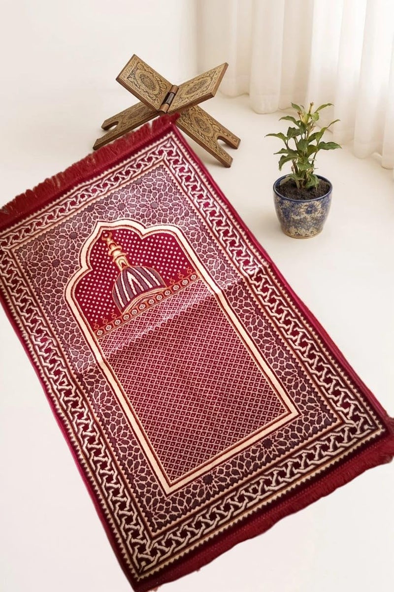 ECIF Prayer Rug Islamic Geometric Design Comfortable Lightweight And Foldable Prayer Mat 110 70 Cm - Image 1