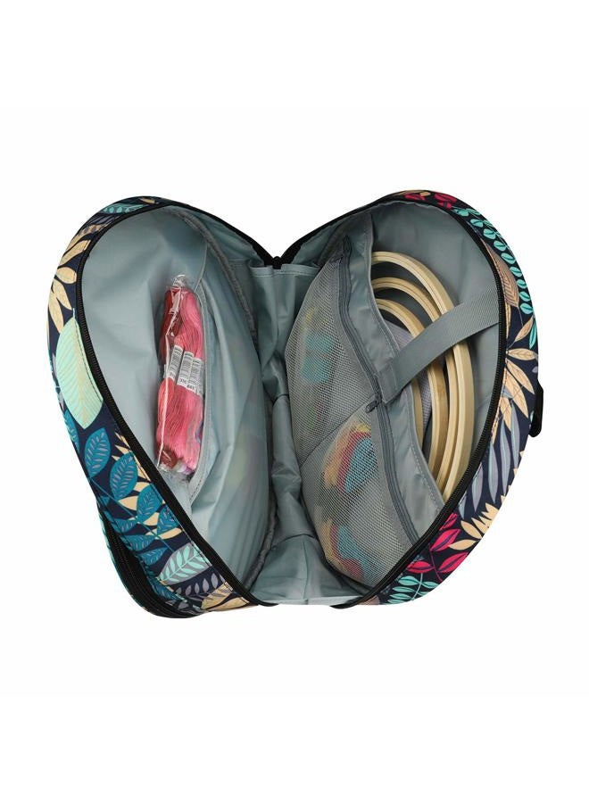 MIOKY Embroidery Bag for Cross Stitch Project, Embroidery Supplies Organizer Storage Portable Carrying Case Travel Tote for Embroidery Hoops,Floss,Cross Stitch Tools,Leaves [Bag Only] - Image 3