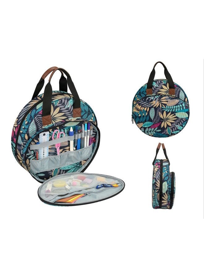 MIOKY Embroidery Bag for Cross Stitch Project, Embroidery Supplies Organizer Storage Portable Carrying Case Travel Tote for Embroidery Hoops,Floss,Cross Stitch Tools,Leaves [Bag Only] - Image 1