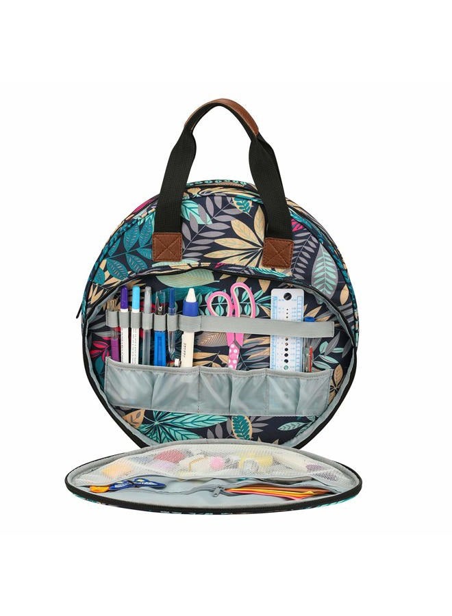 MIOKY Embroidery Bag for Cross Stitch Project, Embroidery Supplies Organizer Storage Portable Carrying Case Travel Tote for Embroidery Hoops,Floss,Cross Stitch Tools,Leaves [Bag Only] - Image 2