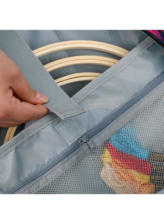 MIOKY Embroidery Bag for Cross Stitch Project, Embroidery Supplies Organizer Storage Portable Carrying Case Travel Tote for Embroidery Hoops,Floss,Cross Stitch Tools,Leaves [Bag Only] - Image 4
