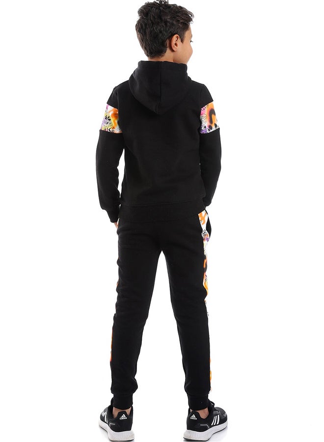 Andora بدلة تدريب مطبوعة باللون الأسود مع اللون الوردي والبرتقالي_متعددة الألوان - Image 2