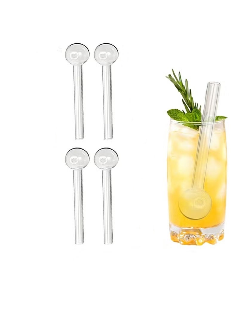 4 Pcs Milk Glass Straws Shatter Resistant 4 Inch Short Reusable Glass Straw  Dishwasher Safe Drinking Straws Perfect For Smoothies Coffee Juice Clear - Image 1