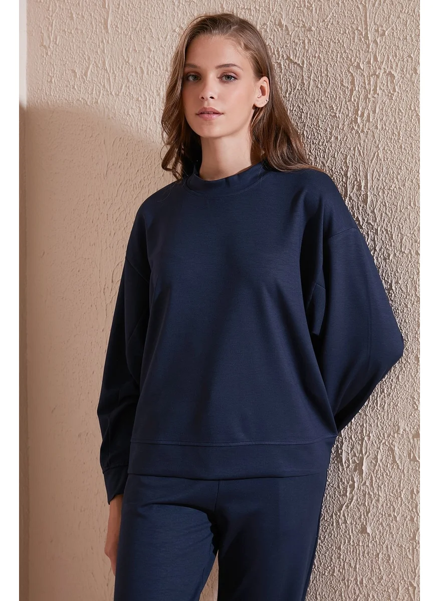 Lela Stretch Crew Neck Oversize Fit Scuba Sweat