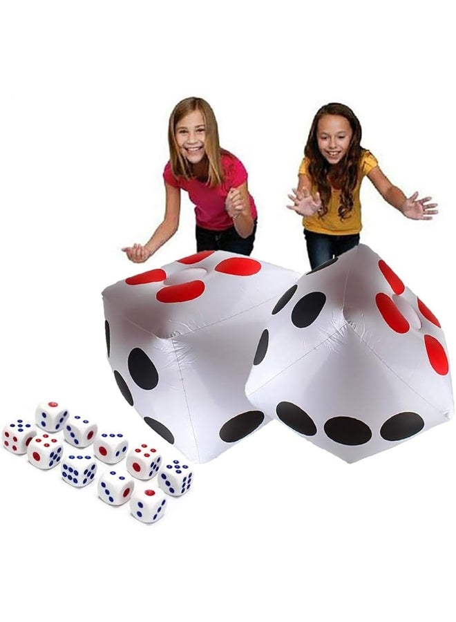 Delphinus 13 Jumbo Inflatable Dice 2pack Outdoor Fun Giant Inflatable Dice Set and 12mm 10pcs Dice for Indoor and Outdoor Broad Game Ludo and Pool Party - Image 2