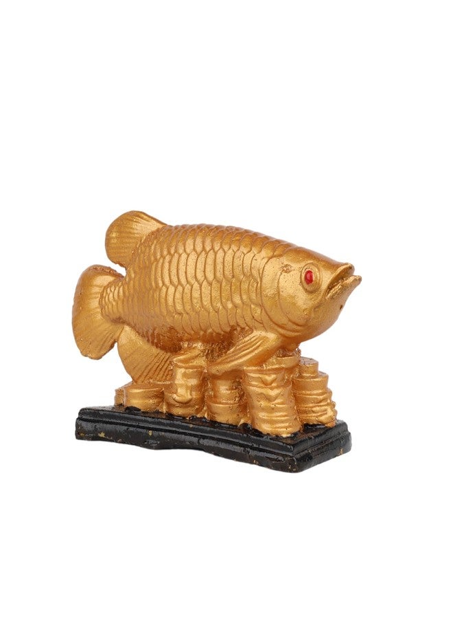 NIKZO Decorative Resin Golden Fish Showpiece | Gold Arowana Figurine for Home Décor | Vastu Good Luck Table Ornament | Handmade Resin Fish Statue for Office & Living Room - Image 1