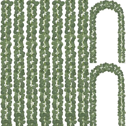 CQURE 48Pcs Eucalyptus GarlandArtificial Eucalyptus Leaves Table Greenery Garland Wreath Vines for Wedding Party Table Bedroom Wall Room Decor