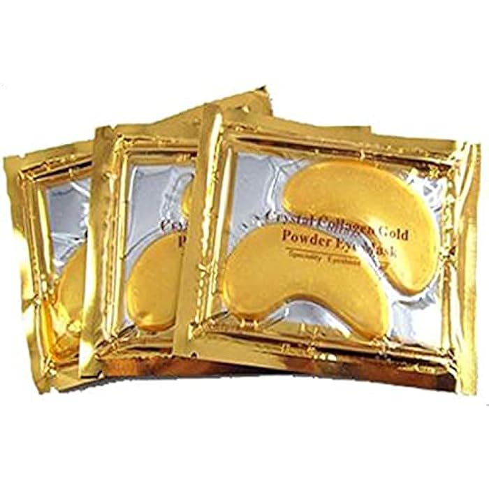 3 Beads Gold Crystal Collagen Eye Mask Set - Image 1