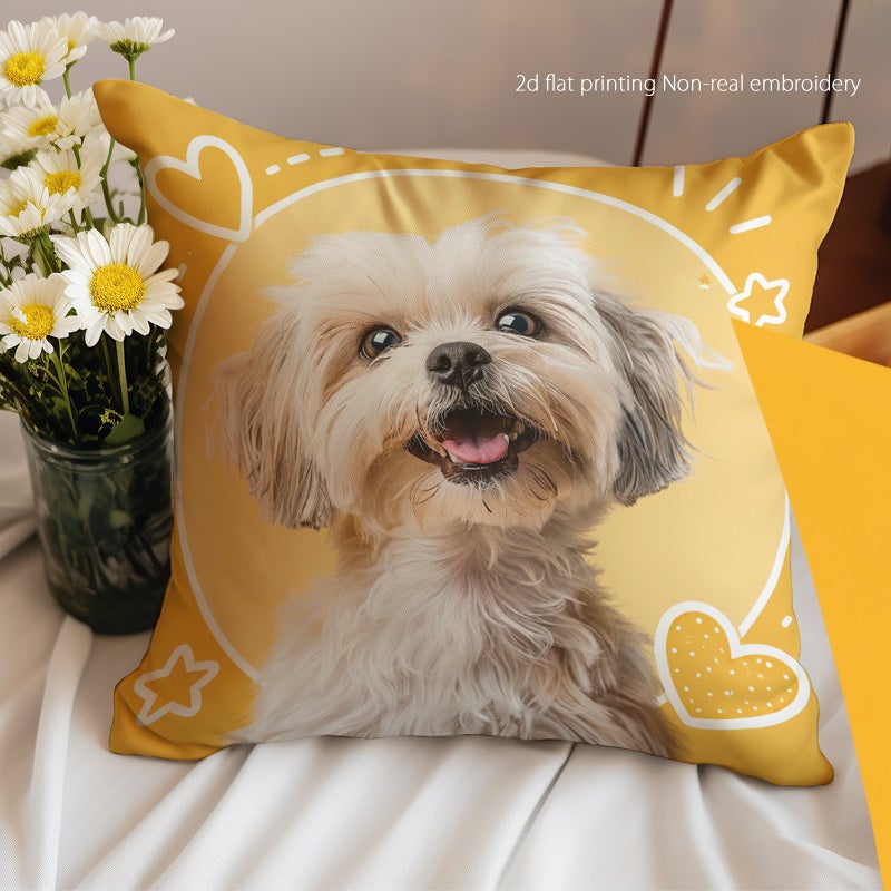 Cute Dog Print Decorative Throw Pillow Cover Soft Square Cushion Case for Sofa Bed Living Room - Image 2