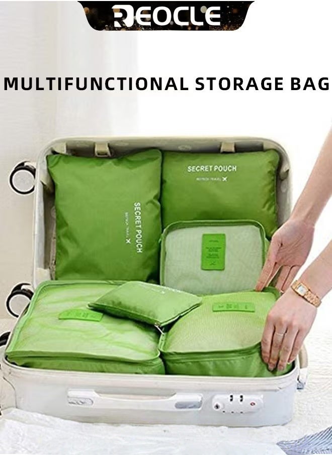 REOCLE 6pcs Clothes Storage Bags Packing Cube Travel Luggage Organizer Pouch Set Travel Multi-functional Clothing Sorting Packages  - Image 4