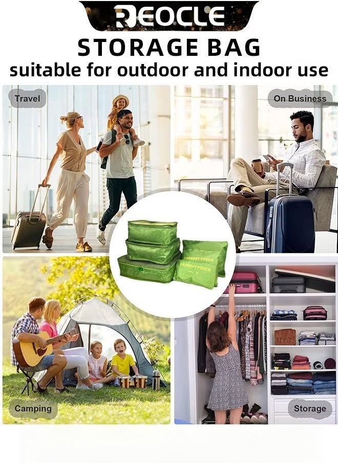 REOCLE 6pcs Clothes Storage Bags Packing Cube Travel Luggage Organizer Pouch Set Travel Multi-functional Clothing Sorting Packages  - Image 3