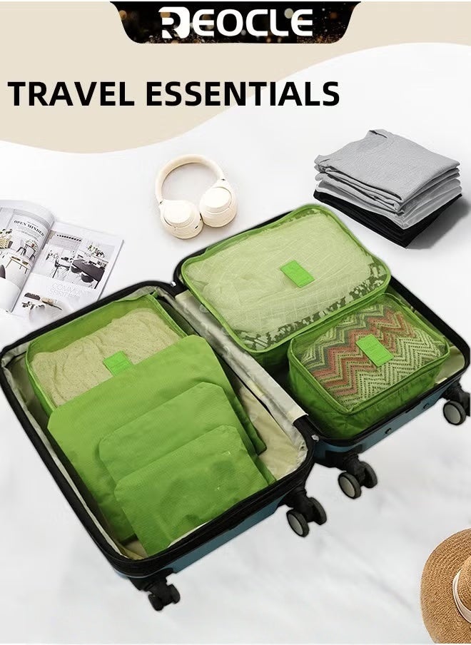 REOCLE 6pcs Clothes Storage Bags Packing Cube Travel Luggage Organizer Pouch Set Travel Multi-functional Clothing Sorting Packages  - Image 2