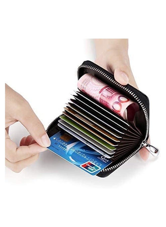 JOUDIYA Slim RFID Wallets for Men, Genuine Leather Card Holder Zipper Card Case Black  - Image 4
