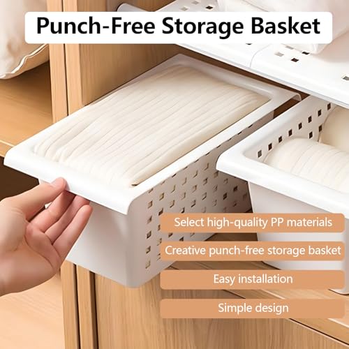 Gonetre Shelf Baskets Storage Basket for Expandable Rod Under Sink Organizer PP Plastic Hanging Basket for Closet Wardrobe Kitchen 30*16*8CM Storage supplies - Image 2