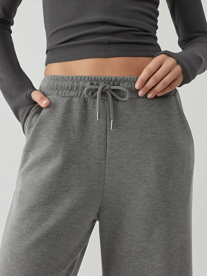HICCUP Grey Soft Modal Touch Wide Leg Sweatpants for Women | Best Price UAE