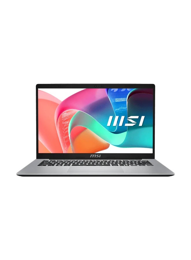 MSI Modern 14 F1MG Laptop, Intel Core 5 120U, 8GB DDR4 RAM, 512GB PCIe Gen4 SSD, 14-Inch FHD IPS Display, Intel Graphics, Wi-Fi 6E, Windows 11 Home, White Backlit Keyboard, Urban Silver English Urban Silver - Image 1