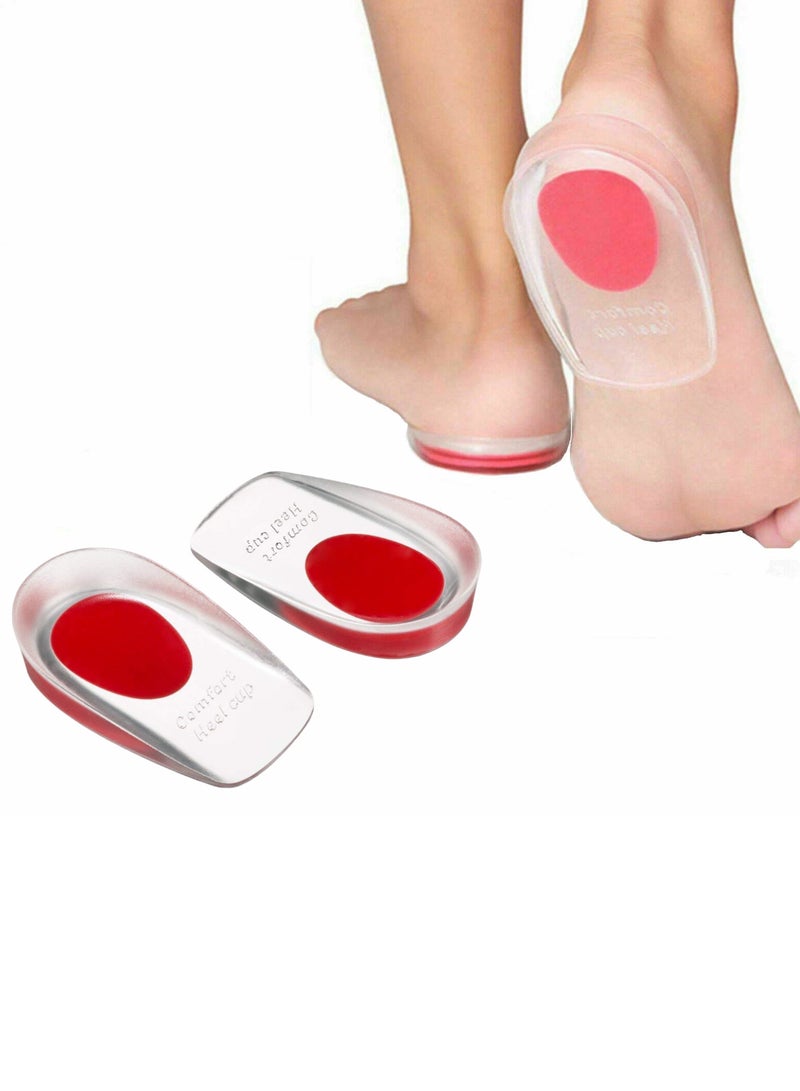 Gel Heel Pads for Shoes, Plantar Fasciitis Heel Cups for Pain Relief, Silicone Cushions for Bone Spur Relief, Protector Insoles, Sore Heal Bruised Feet, Shoe Inserts for Women & Men (RED)