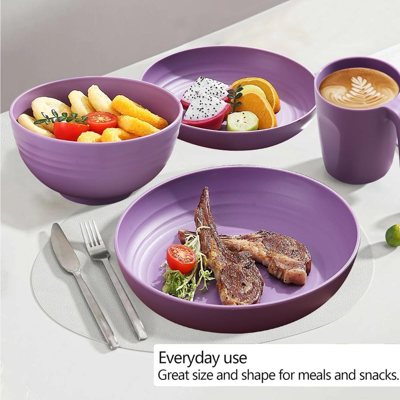 Kyraton Plastic Dinnerware Sets of 32 Pieces Service For 8, Unbreakable And Reusable Light Weight Plates Mugs Bowls Dishes Easy to Carry And Clean Microwave Safe BPA Free Dishwasher Safe - Image 4