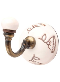 Indian-Shelf IndianShelf Handmade Ceramic Calla Lily Etched Wall Hooks Hangers Holders 878 cm Brown 1 Piece  - Image 1